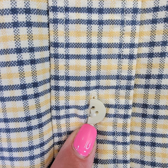 Abercrombie Fitch Shirt Mens L Yellow Blue Long Sleeve Plaid Preppy Business Y2K - Picture 7 of 12